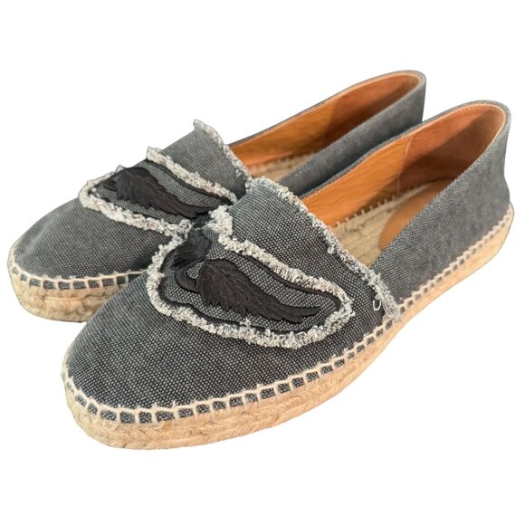 Zadig&Voltaire Canvas Espadrilles Women's Black Denim Slip On Wings Size 40 NWOB - Picture 1 of 8
